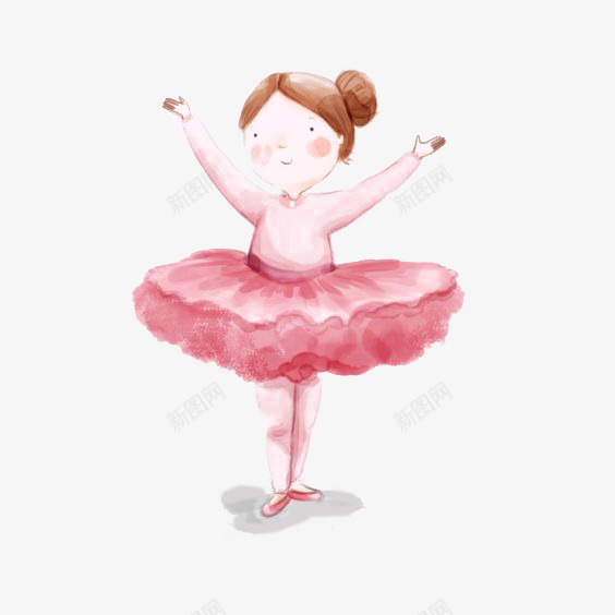 水彩女孩png免抠素材_新图网 https://ixintu.com 可爱女孩 天鹅舞 女孩插画 女孩装饰 小女孩 练舞 跳舞