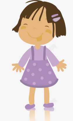 卡通穿紫色裙子的儿童素材