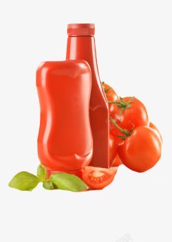 倒立状红色塑料瓶子倒立的番茄酱包装和高清图片