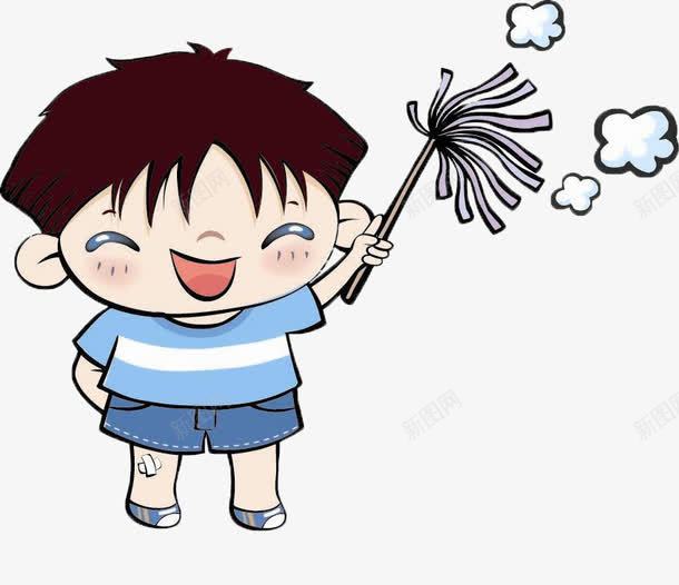 卡通版小男孩打扫卫生png免抠素材_新图网 https://ixintu.com 卡通 小男孩 打扫卫生 搞卫生