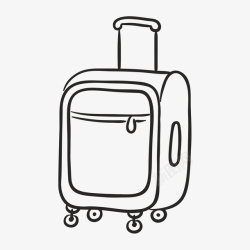 黑色滑轮行李箱手绘拉箱图标高清图片