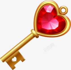 红色爱心宝石钥匙素材