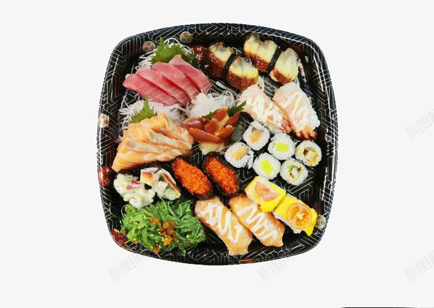 快餐盒的寿司套餐png免抠素材_新图网 https://ixintu.com 套餐 实物 寿司 快餐盒 黑色餐盒
