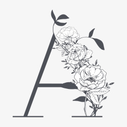 素雅花枝字母A矢量图素材