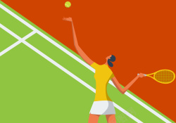 网球运动员卡通扁平夏季运动员网球海报背景矢量图高清图片