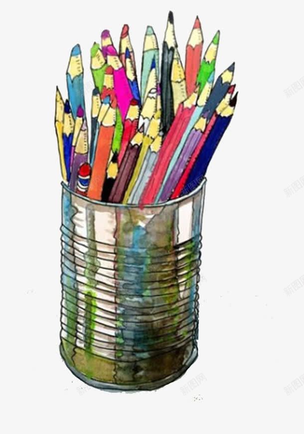 铅笔筒png免抠素材_新图网 https://ixintu.com 学习用具 彩铅 水彩 绘画 铅笔