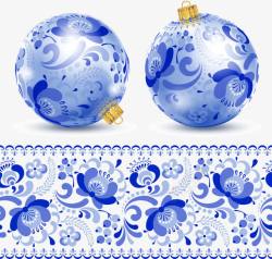 青花瓷花纹装饰球素材