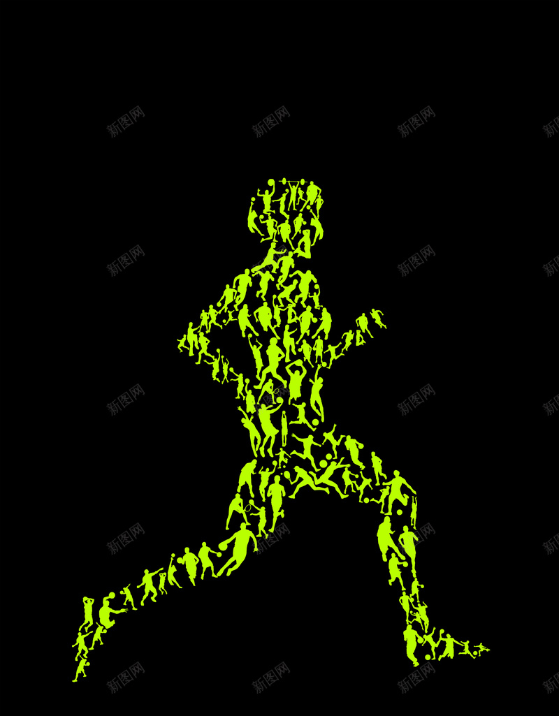 奔跑的人健康宣传背景psd设计背景_新图网 https://ixintu.com 健康 奔跑 绿色荧光人 黑色