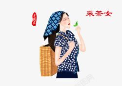 采茶插画采茶女插画高清图片