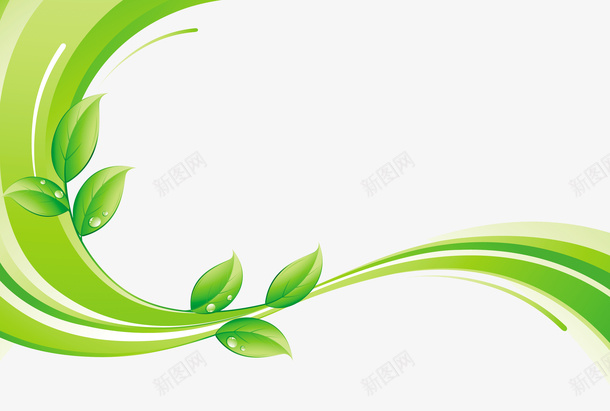 绿色叶子线条型装饰带png免抠素材_新图网 https://ixintu.com 叶子 线条型 绿色 装饰带
