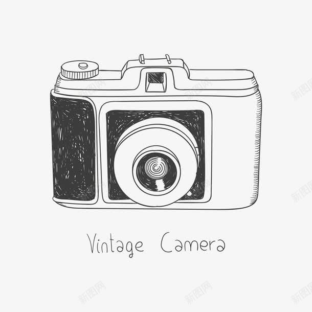 黑白手绘相机png免抠素材_新图网 https://ixintu.com 摄影 白色 相机