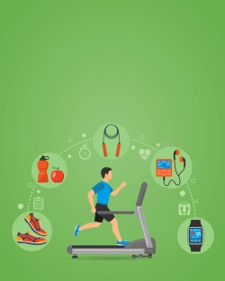 绿色指标矢量扁平化男性运动健身背景高清图片