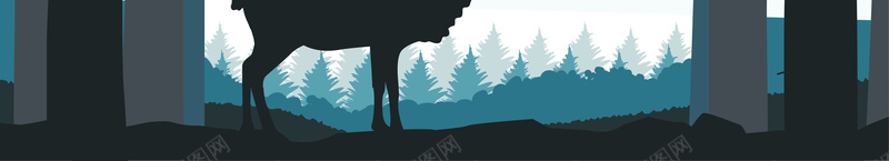 森林中的驯鹿剪影海报背景矢量图ai设计背景_新图网 https://ixintu.com 光影 剪影 开心 扁平化 森林 海报 矢量 素材 背景 驯鹿 矢量图