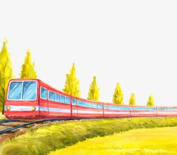 黄色列车手绘驶来的列车高清图片