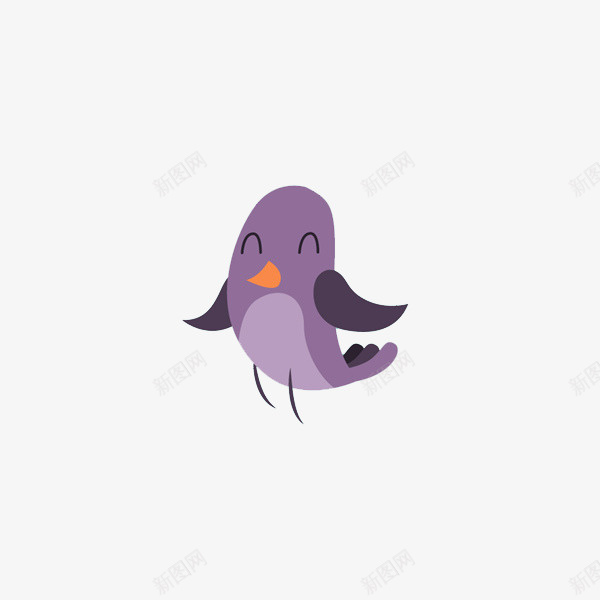 跳舞的鸟psd免抠素材_新图网 https://ixintu.com 一只 卡通 可爱 小鸟 微笑 手绘 简图 紫色 跳舞