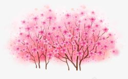 创意手绘红色的桃花树园林素材