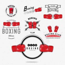 运动标贴红色拳击手套运动标签高清图片