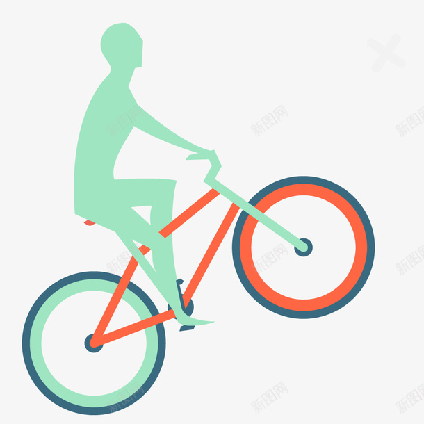 骑自行车的人物剪影png免抠素材_新图网 https://ixintu.com 人物剪影 单车剪影 卡通手绘 绿色自行车 自行车 装饰图 车子