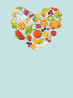 清新蔬菜水果蔬菜水果爱心小清新海报背景矢量图高清图片