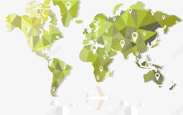 绿色方片地图png免抠素材_新图网 https://ixintu.com 创意地图元素 平面海报元素 绿色方片地图