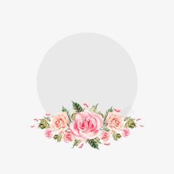 玫瑰花圆形标题边框素材