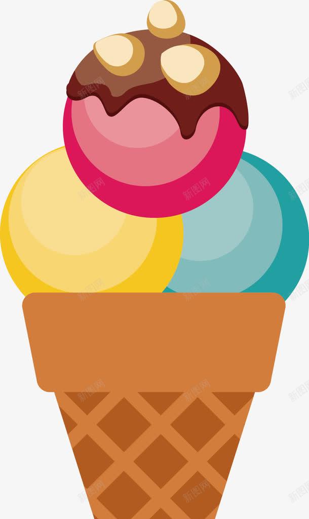 雪糕球png免抠素材_新图网 https://ixintu.com 三色球 冰淇淋 甜筒 甜食