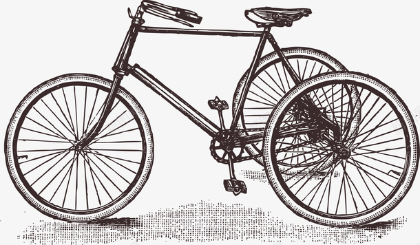 老式素描复古自行车png免抠素材_新图网 https://ixintu.com PNG 三轮自行车 复古 手绘 素描 老式 黑色