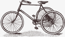 三轮自行车老式素描复古自行车高清图片