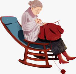 老母亲母亲节织毛衣摇椅老人高清图片