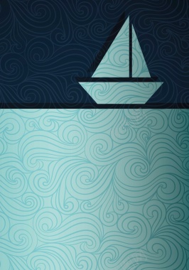 扁平化帆船背景装饰矢量图背景