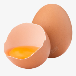 褐色鸡蛋初生蛋和爆开的初生蛋实素材