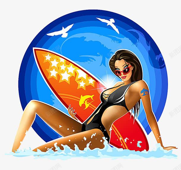 冲浪女孩png免抠素材_新图网 https://ixintu.com 冲浪 冲浪板 划桨板 卡通 美女 运动