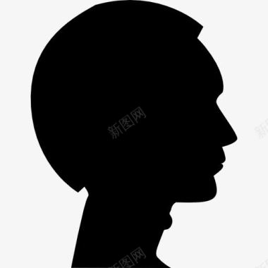 男性头发对人头部轮廓图标图标