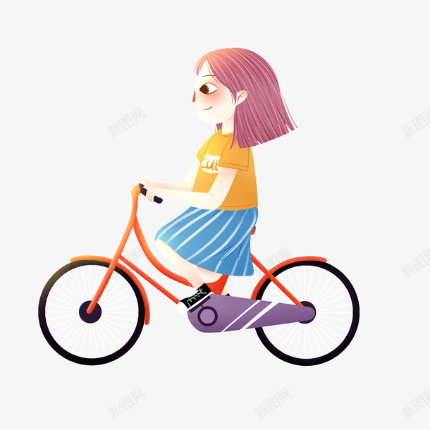 骑自行车女孩元素png免抠素材_新图网 https://ixintu.com 人物 女孩 自行车 骑行
