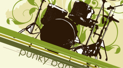 架子鼓海报手绘绿色花纹架子鼓背景矢量图高清图片