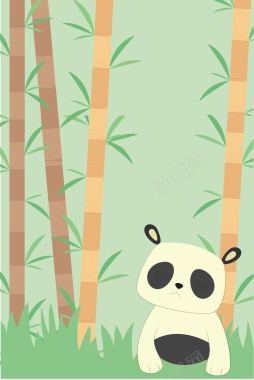 矢量卡通动物熊猫绿色简约背景背景