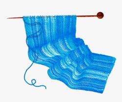 编织围巾蓝色针织围巾高清图片