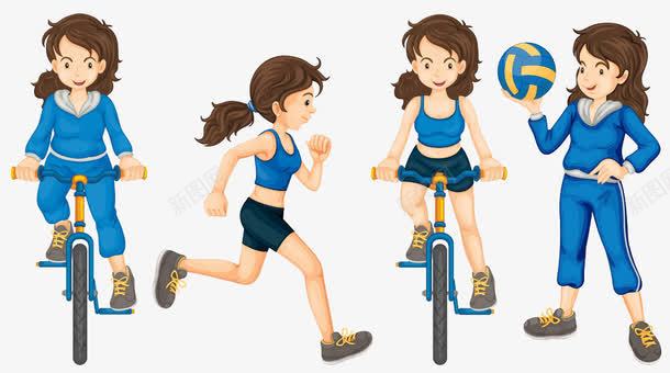 锻炼身体的女孩png免抠素材_新图网 https://ixintu.com 女孩 自行车 蓝色 锻炼