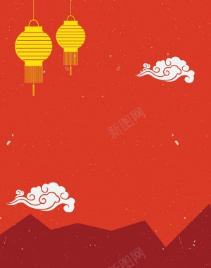 矢量扁平化古典中国风灯笼背景背景