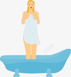 蓝色浴缸女孩浴缸泡澡高清图片