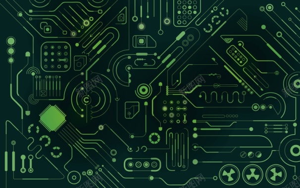 绿色荧光煤油灯矢量科技电子电路图商业背景背景