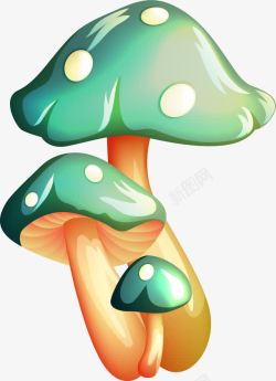 蓝色卡通蘑菇装饰图案素材