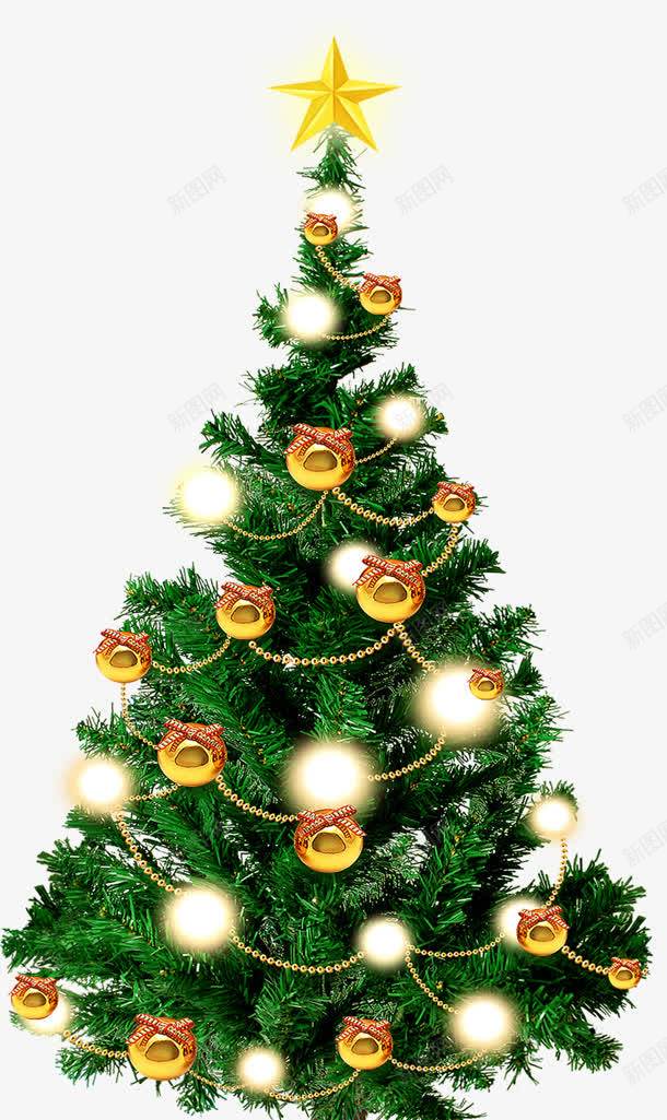 手绘黄色星星圣诞树png免抠素材_新图网 https://ixintu.com 圣诞树 星星 黄色