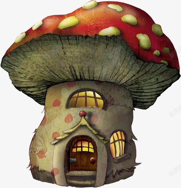 蘑菇屋子png免抠素材_新图网 https://ixintu.com 创意 卡通 蘑菇屋子