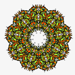彩色民族风格圆形装饰簇花花纹图案矢量图高清图片