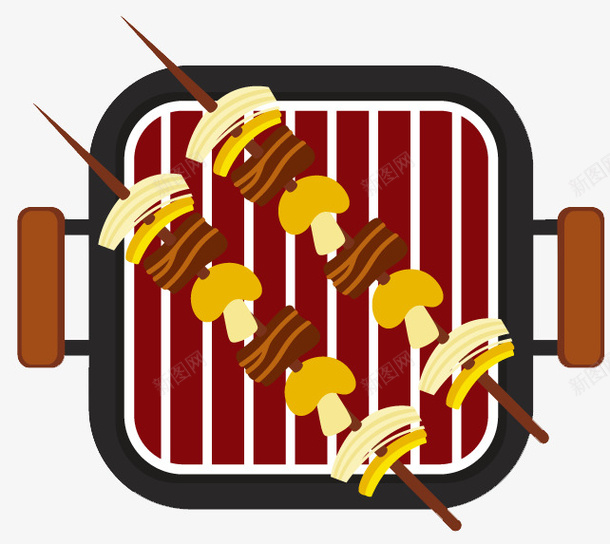 卡通烤炉上的串串png免抠素材_新图网 https://ixintu.com 串串 卡通 卡通串串 烤串 烤炉 烤肉 肉 荤素搭配 蔬菜 食物