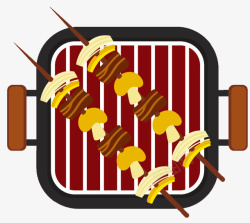 蛋白仿荤素肉卡通烤炉上的串串高清图片