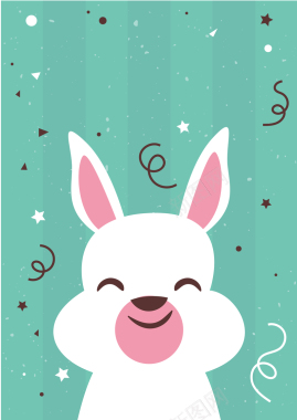 手绘卡通可爱兔子平面广告矢量图背景
