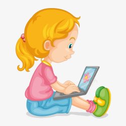 看电脑的小女孩玩电脑的小女孩高清图片