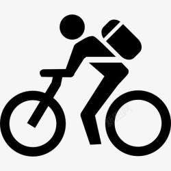 自行车人影背景男人与包在自行车图标高清图片